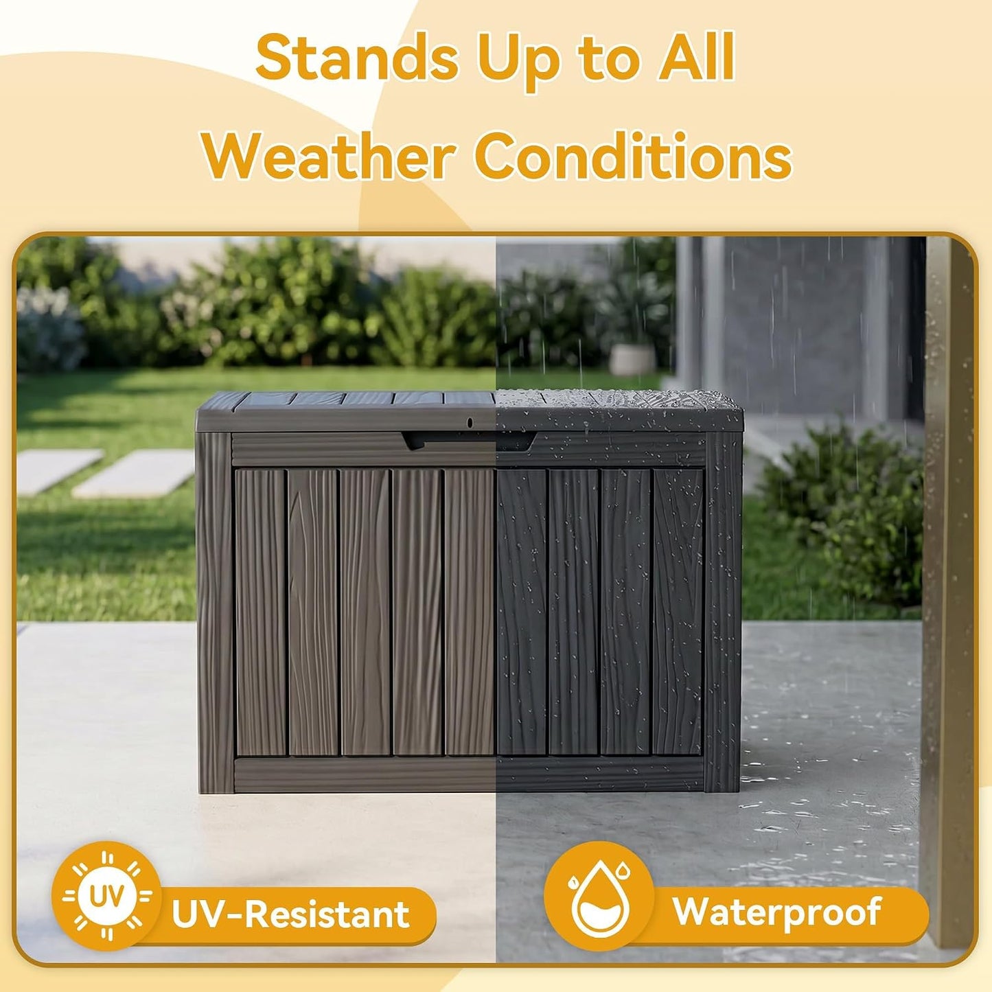 35 Gallon Waterproof Outdoor Storage Box,Deck Boxs for Outdoor and Indoor Use,Deck Storage Box for Picnic Supplies,Gardening Tools,Lockable and Easy to Install(Black)