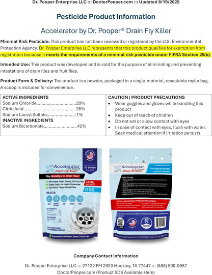 Drain Fly Killer Powder – Eliminates Drain Flies & Sewer Flies in Drains, Sinks, Showers – Fast-Acting Treatment - Septic Safe & Made in USA