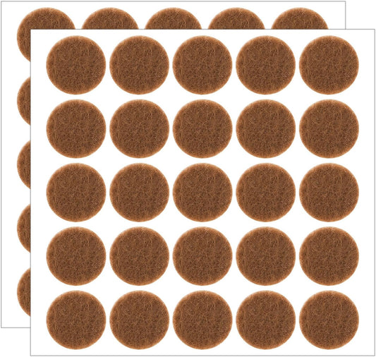 96 Pcs Chair Felt Pads 1/2 Inch Felt Pads for Chair Legs Brown Cabinet Door Pad Self Adhesive Round Felts Feet Protector Felts Bumpers for Table Chairs Sofa Furniture Kitchen Cabinet Doors