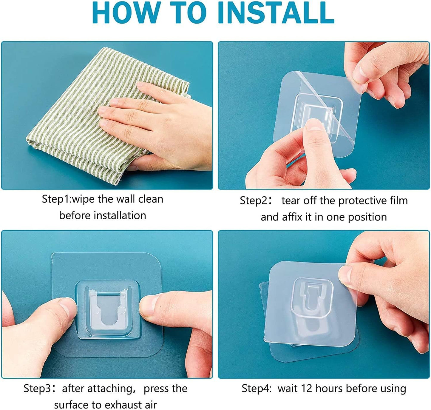 Double Sided Adhesive Wall Hooks,24 Pack Self Adhesive Hooks,Suitable for Hanging and Organizing