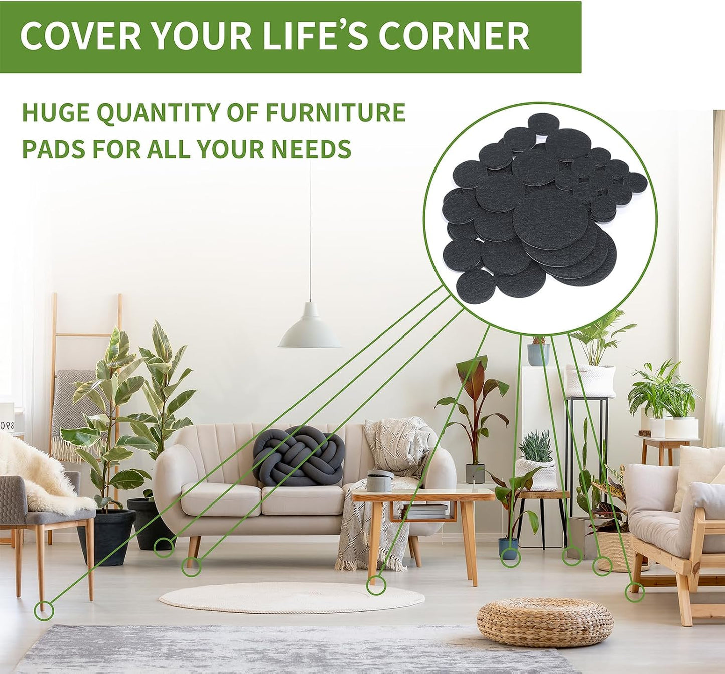 Felt Furniture Pads for Hardwood Floors 48 PCS, Furniture Pads, Floor Protectors for Hardwood Floors, Felt Pads for Furniture, Round, Dark Brown