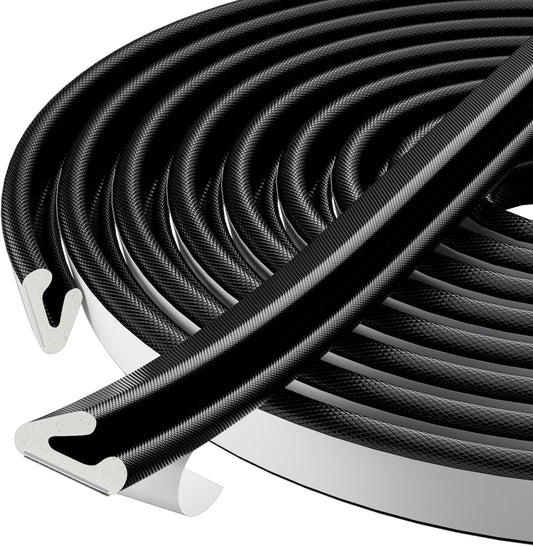 19.7 Ft V-Shape Thin Weather Stripping Door Seal Strip for Doors Frame,Self Adhesive Foam Tape Weatherstripping Door Insulation Winter,Door Soundproof Gap Filler Sealing Strip,Black