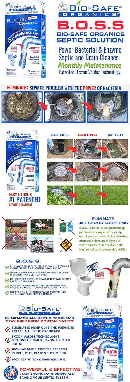 DrainFix & Septic Restorer – 32 oz Enzyme Septic Tank Treatment & Drainfield Restoration – Organic Drain Cleaner for Sewer Lines, RV & Home Plumbing – Safe for Pipes & Septic Systems