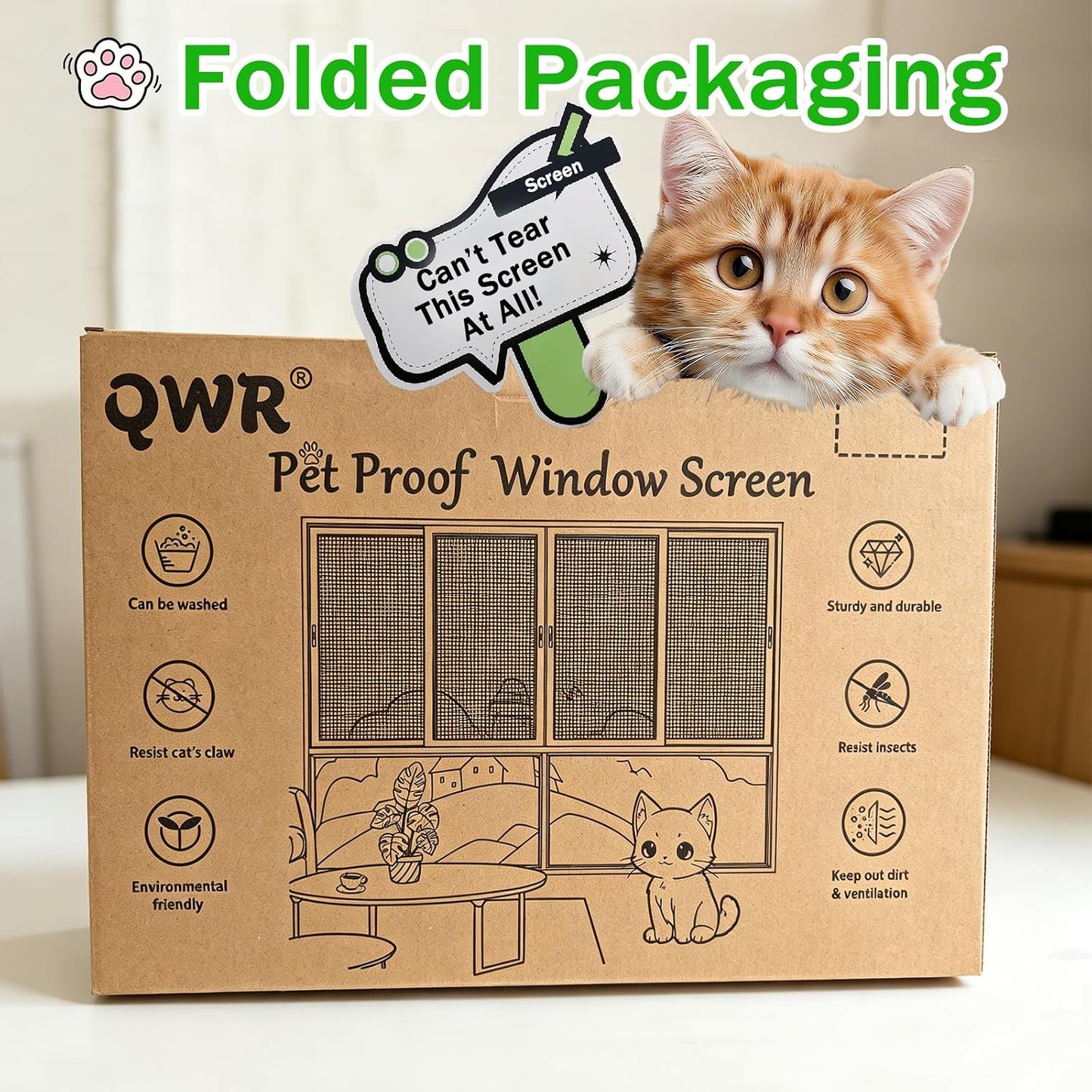 QWR Pet Proof Window Screen Replacement Kit, 39"x118" Durable High Hardness Screen Mesh Replacement Window Screens Repair Kit for Sliding Screen Door,Patio and Windows.(Folded Package with Tool Kit)