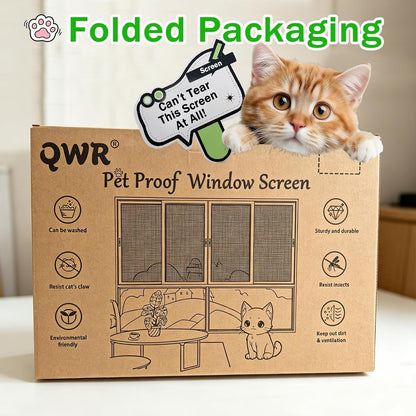 QWR Pet Proof Window Screen Replacement Kit, 39"x118" Durable High Hardness Screen Mesh Replacement Window Screens Repair Kit for Sliding Screen Door,Patio and Windows.(Folded Package with Tool Kit)