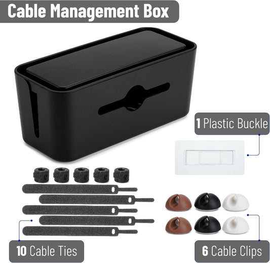 Bates- Cable Management Box, Medium, Cable Organizer Box, Cord Organizer Box, Cable Box Organizer, Cord Management Box, Cord Hider Box, Cord Box for Wires on Floor, Power Strip Cover Box Baby Proof