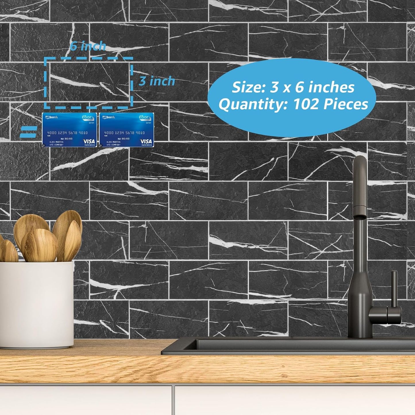 Art3d 102-Piece Peel and Stick Wall Tile for Kitchen Backsplash, Bathroom, Fireplace, 3in. × 6in. Stick on Subway Tile, Glossy White