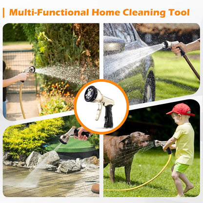 Garden Hose Nozzle,Heavy Duty Metal Hose Sprayer,High Pressure Rust Resistant Water Hose Nozzle with Lockable Trigger,9 Spray Patterns for Car Pet Washing, Plants & Lawns Watering,Outdoor Cleaning