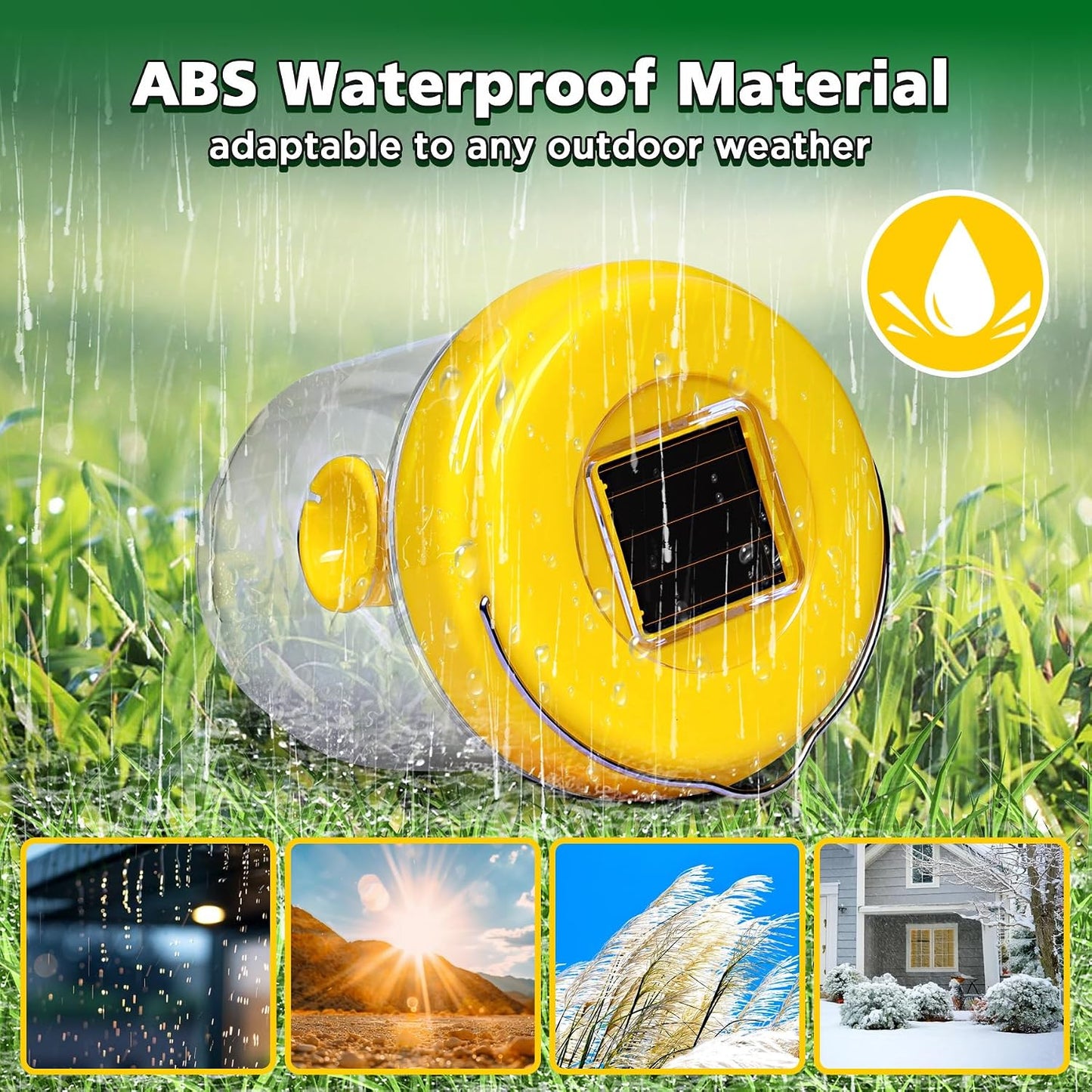 Wasp Trap Solar Powered 4 Packs, 2026 Upgrade Yellow Jacket Trap, Bee Traps Outdoor Hanging, Carpenter Bee Traps for Outside, Flying Insect Trap Reusable Hornet Catcher with LED Light