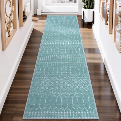 Lahome Moroccan Entry Rug 2x3, Non-Slip Washable Front Indoor Door Mat Rubber Backing Low-Profile Door Rugs, Small Geometric Print Distressed for Entryway Bathroom Kitchen, Black Hana