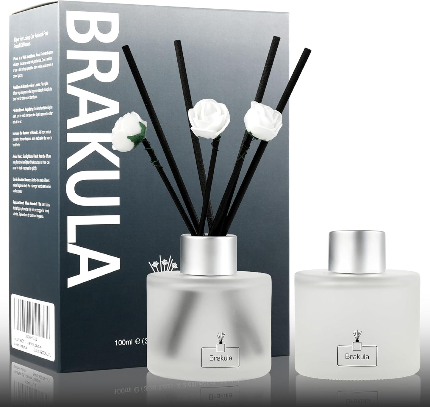Brakula 2 Pack Reed Diffuser Set, Lavender Eucalyptus Scented, Home Fragrance with 14 Sticks Bathroom Decor, Reed diffusers for Home 6.76 fl oz (Lavender Eucalyptus)