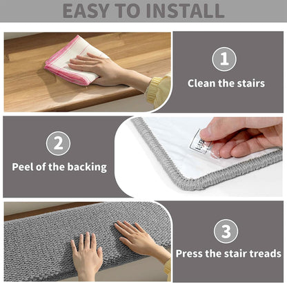 Brakki Bullnose Carpet Stair Treads, Non Slip Stair Treads for Wooden Steps Indoor, Stair Runner, Soft Stair Rugs, Edging Stair Protectors, Washable, 29.5"x9.5"x1.5" 14pcs, Beige