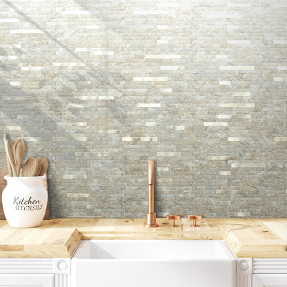 AULIGET 20 Sheets Peel and Stick Backsplash, Black & Grey Wood Look PVC Mixed Metal Stick on Backsplash Tiles for Kitchen