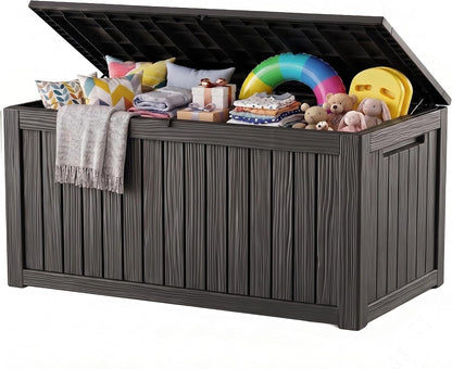 Outdoor Storage Box,38 Gallon Resin Deck Box,Waterproof & UV Resistant Lockable Package Delivery Bin,Toy Cabinet for Indoor & Outdoor