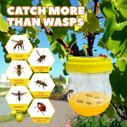 2 Pack Wasp Traps Solar Day & Night Wasps Bee Trap for Outdoor Hanging Outside Yellow Jacket Hornet Wasp Trap Catcher for Yard, Garden, Farm (Bait NOT Included)