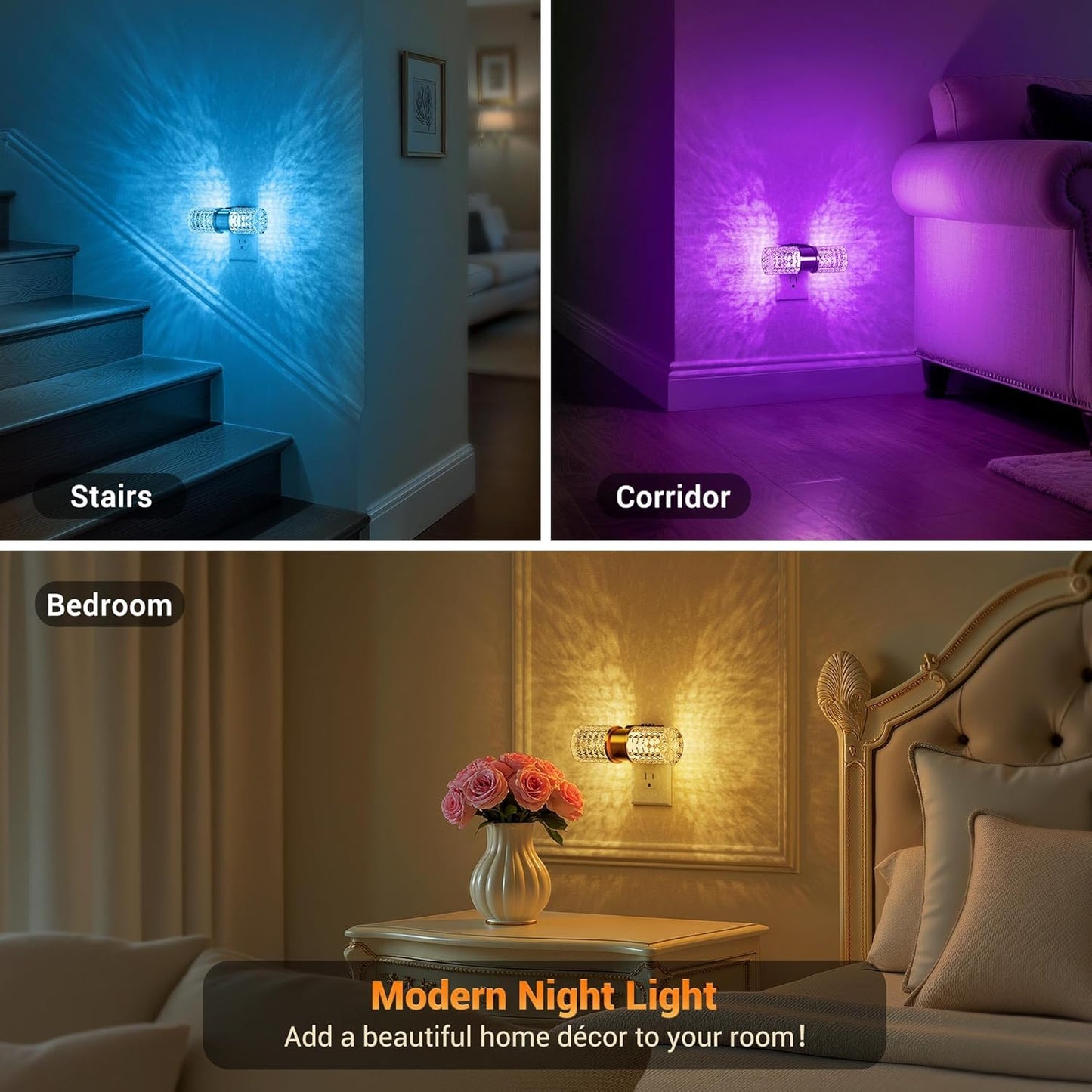 JandCase Motion Sensor Night Light, Night Lights Plug into Wall,3000K Soft White 0-100 LM Dimmable LED Night Light, Motion Activated Nightlight for Bathroom Hallway Decor