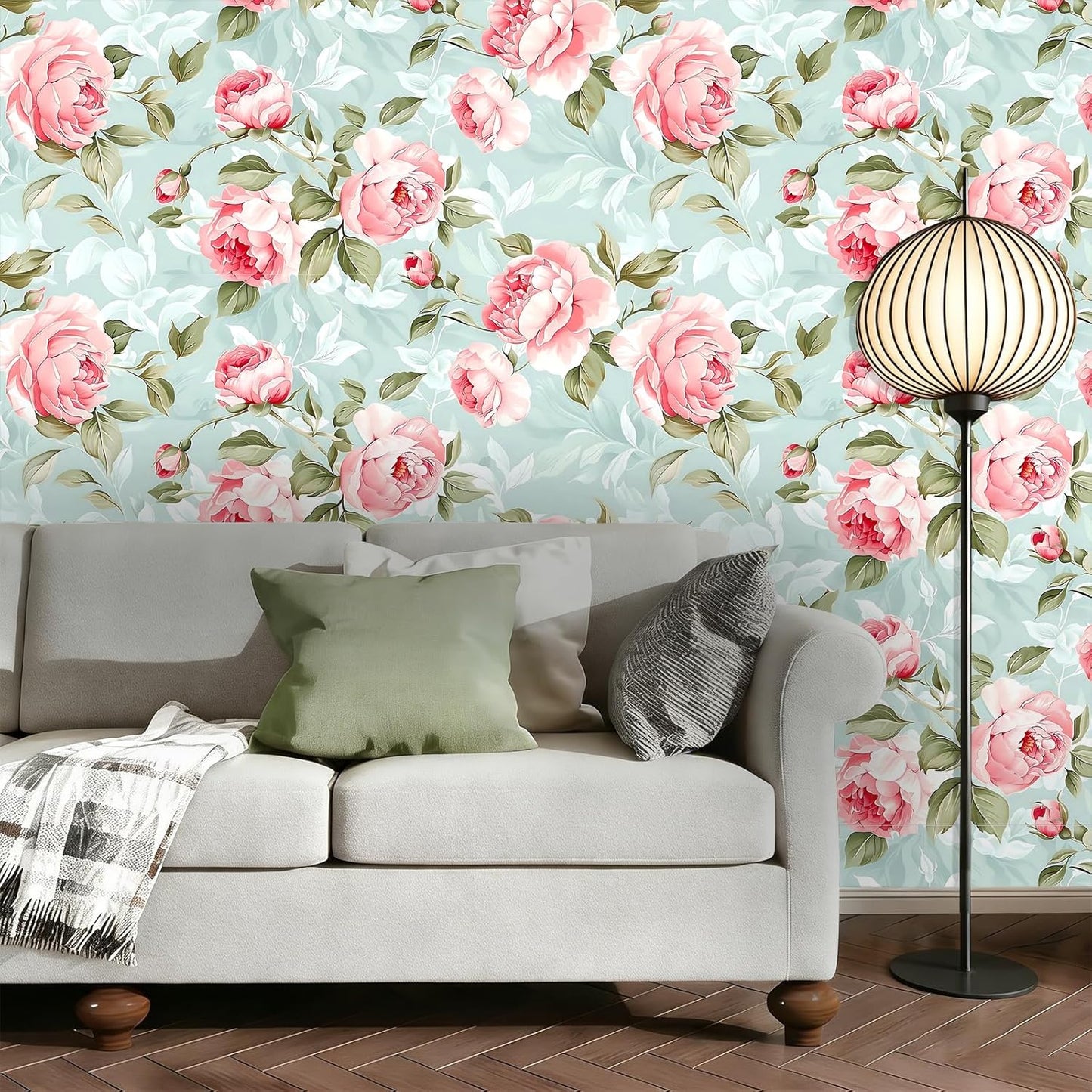 Peel and Stick Wallpaper, Soft Wildflower Botanical Contact Paper, PVC Vinyl Removable Wall Covering, Waterproof Easy-Clean, No Residue Renter Friendly, Neutral Decor, 39.4x17.3 in (Flowers2)