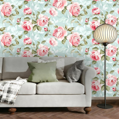 Peel and Stick Wallpaper, Soft Wildflower Botanical Contact Paper, PVC Vinyl Removable Wall Covering, Waterproof Easy-Clean, No Residue Renter Friendly, Neutral Decor, 39.4x17.3 in (Flowers2)