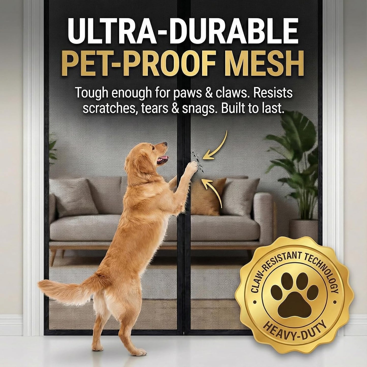 Premium Magnetic Screen Door, Heavy-Duty Reinforced Mesh, Ultra-Dense Weave, Smooth Auto-Close, Pets & Kids – Hands-Free, No-Gap Seal