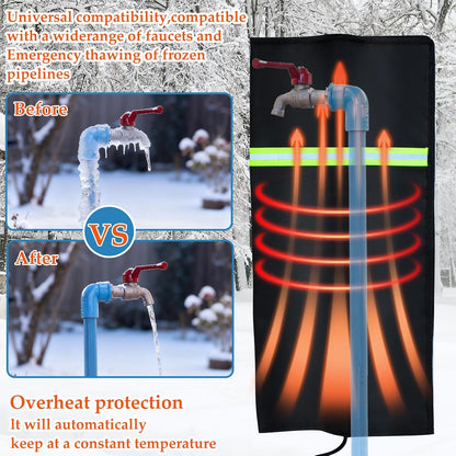 Heated Outdoor Faucet Covers for Winter, 25"×13" Waterproof Insulation Water Heater Blanket with 6.2ft Cable Reusable Hose Bib Cover Spigot Pipe Heating Wrap Freeze Protection for RV Farm Lawn Faucets