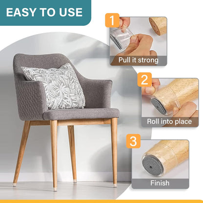 Ansible 24 Pcs Chair Leg Floor Protectors Square, Silicone Felt Furniture Leg Pads Caps Covers for Hardwood Floors (Fit:1-1/16" to 1-5/8")