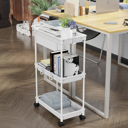SimpleHouseware Standard 3-Tier Slim Rolling Storage Cart, Black