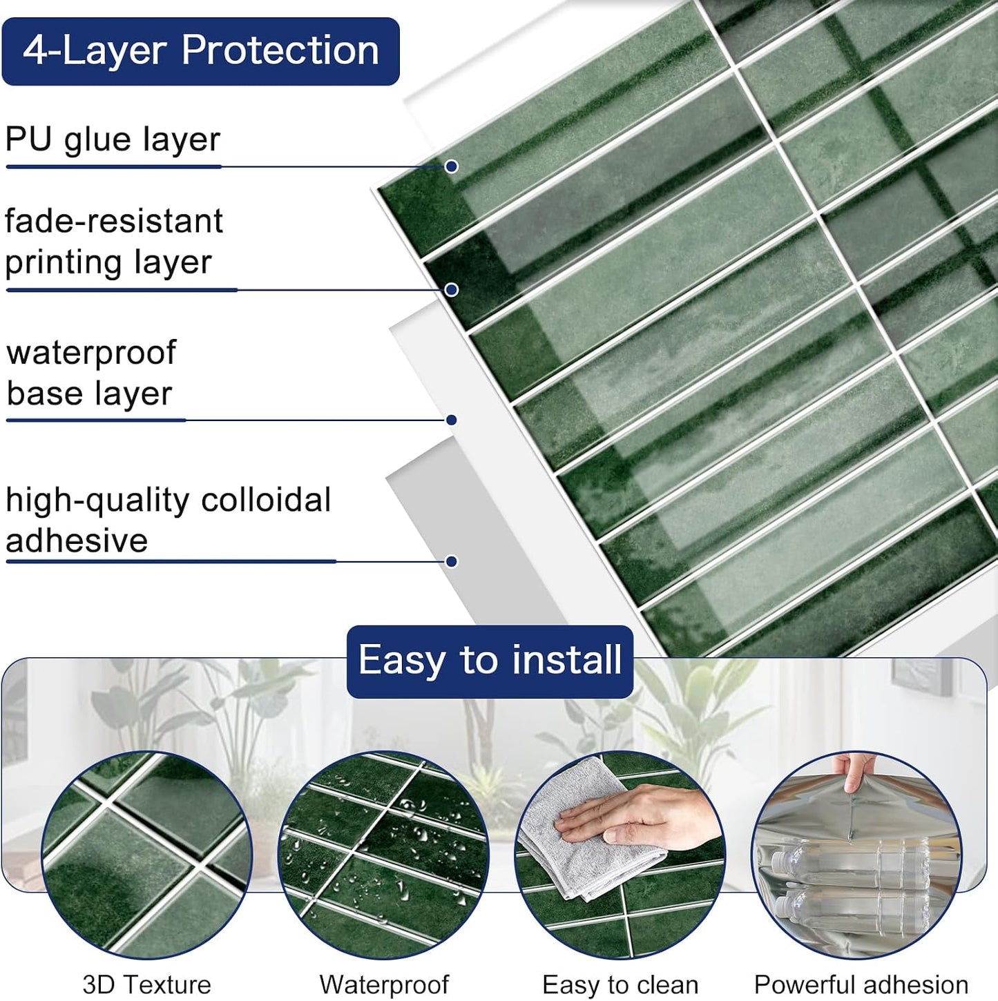 MORCART Peel and Stick Backsplash, 10 Sheets of 11.8"x11.8" - 3D Adhesive Waterproof Wall Tiles for Kitchen, Bathroom, Living Room, Subway Tiles, Gray-Apricot