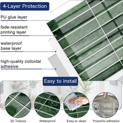 MORCART Peel and Stick Backsplash, 10 Sheets of 11.8"x11.8" - 3D Adhesive Waterproof Wall Tiles for Kitchen, Bathroom, Living Room, Subway Tiles, Gray-Apricot