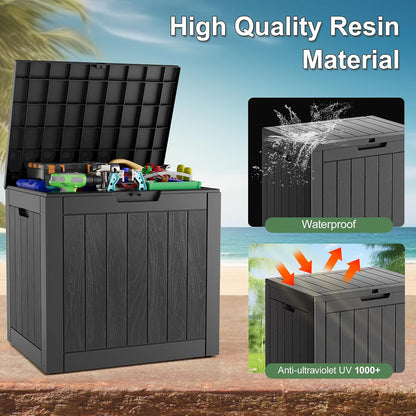 KAMABOKO 31 Gallon Outdoor Storage Box, Resin Deck Boxes Indoor and outdoor, Waterproof Storage Box Lockable Lid for Garden Tools, Package Delivery, Pool Supplies, Patio Cushions, Black