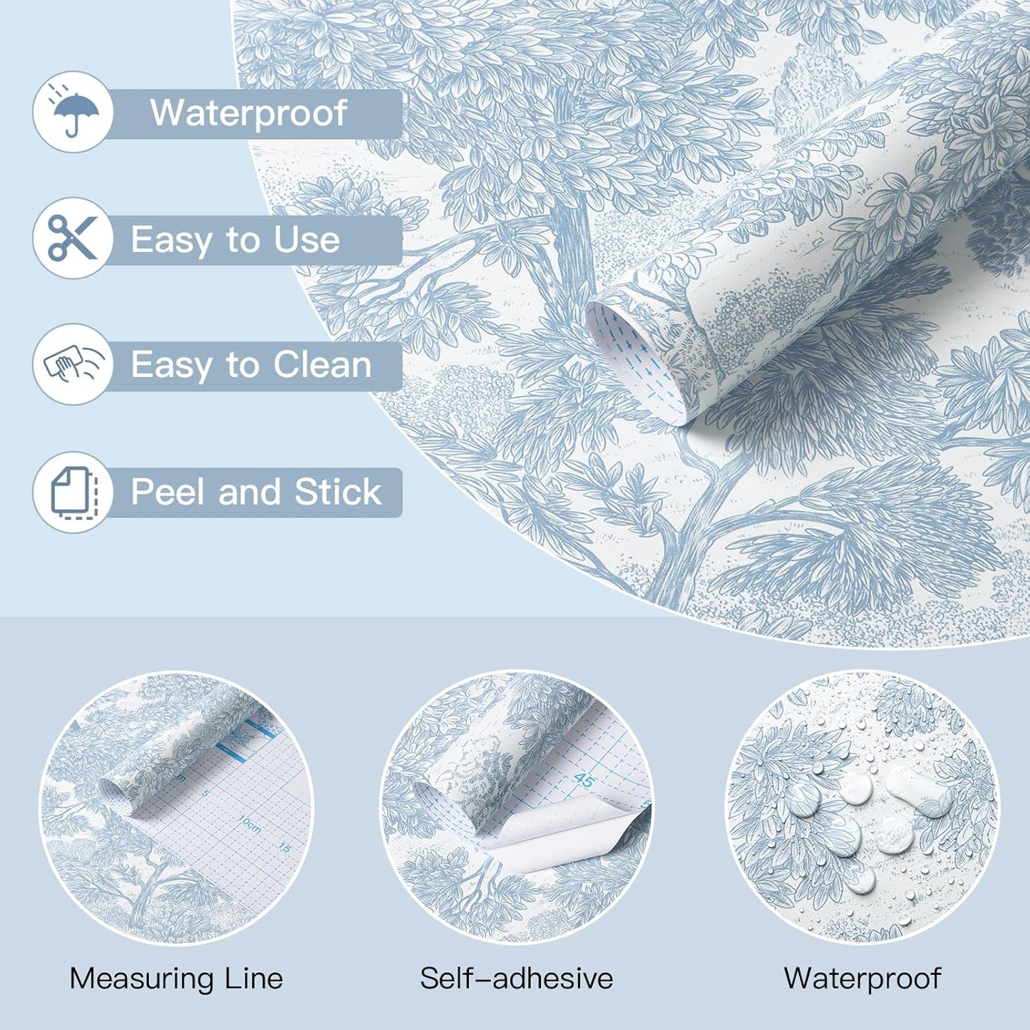 Safiyya Peel and Stick Wallpaper Beige Forest Contact Paper 17.3" x 118" Vintage Tree Wall Paper Renter Friendly Self Adhesive Removable Wallpaper for Bathroom Vinyl Off-White