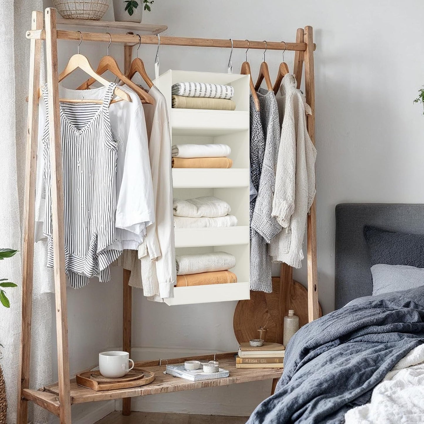 GRANNY SAYS 3-Shelf Hanging Closet Organizer and Storage, Collapsible Hanging Closet Shelves, Hanging Organizer for Closet & RV, Gray, 29 ½" H X 12" W X 12" D, 1-Pack