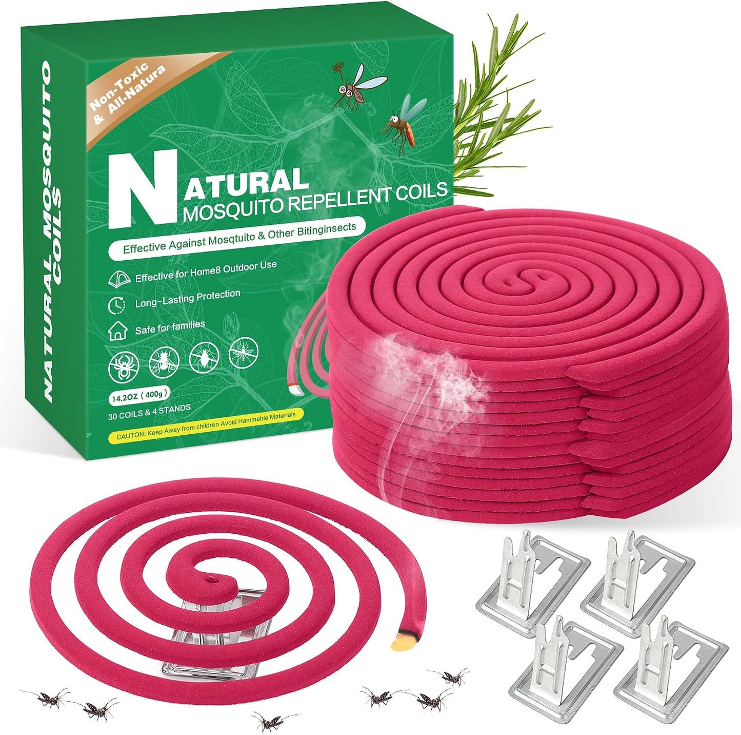 30Pack Mosquito Repellent Coils - Mosquito Repellent Outdoor Patio with 5-7 Hour Protection Covers 12ft, Mosquito Bits Safe & Effective for Yard, Patio, Camping, Garden, Deck & BBQ Areas
