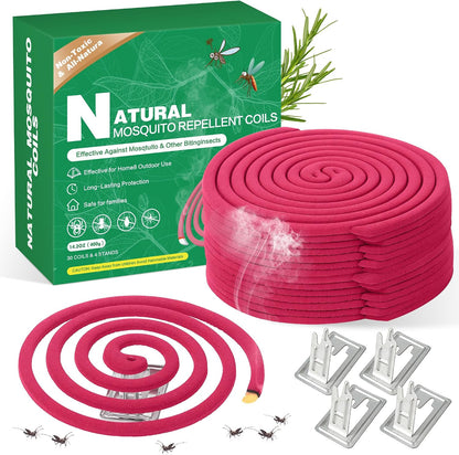 30Pack Mosquito Repellent Coils - Mosquito Repellent Outdoor Patio with 5-7 Hour Protection Covers 12ft, Mosquito Bits Safe & Effective for Yard, Patio, Camping, Garden, Deck & BBQ Areas