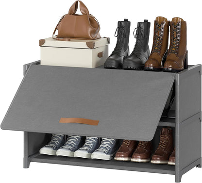 Shoe Rack, 5 Tier Shoe Storage Cabinet with Door 20 Pair Plastic Shoe Shelves Organizer for Closet, Entryway, Hallway, Bedroom, Black
