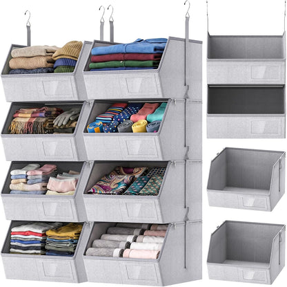 2 Pack 4-Tier Hanging Closet Organizer, Detachable Hanging Storage Shelves with Reinforced Side Panels, Hanging Closet Organizer for Clothes, Sweaters, Towels, Socks & Accessories, Purple