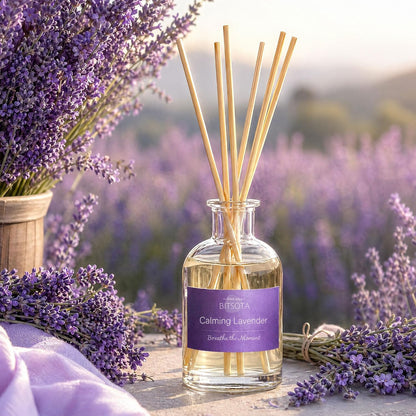 Natural Reed Diffuser Set, Fresh Lemon 3.52 oz (100ml) Scented Diffuser with Sticks Home Fragrance Reed Diffuser for Bathroom Shelf Decor, Ideal Gift for Woman