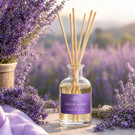 Natural Reed Diffuser Set, Fresh Lemon 3.52 oz (100ml) Scented Diffuser with Sticks Home Fragrance Reed Diffuser for Bathroom Shelf Decor, Ideal Gift for Woman