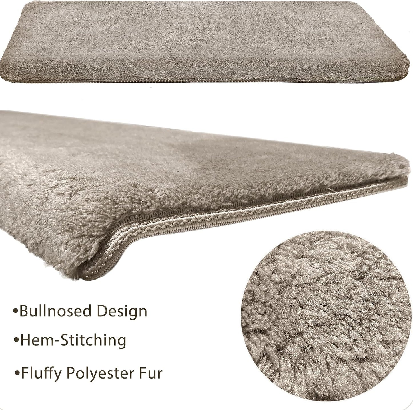 PURE ERA Carpet Stair Treads Ultra Plush 9.5" X 30"Soft Bullnose Indoor Stair Protectors Pet-Friendly Non-Slip Skid Resistant Tape Free Washable Reusable(2 Pieces,Brown)