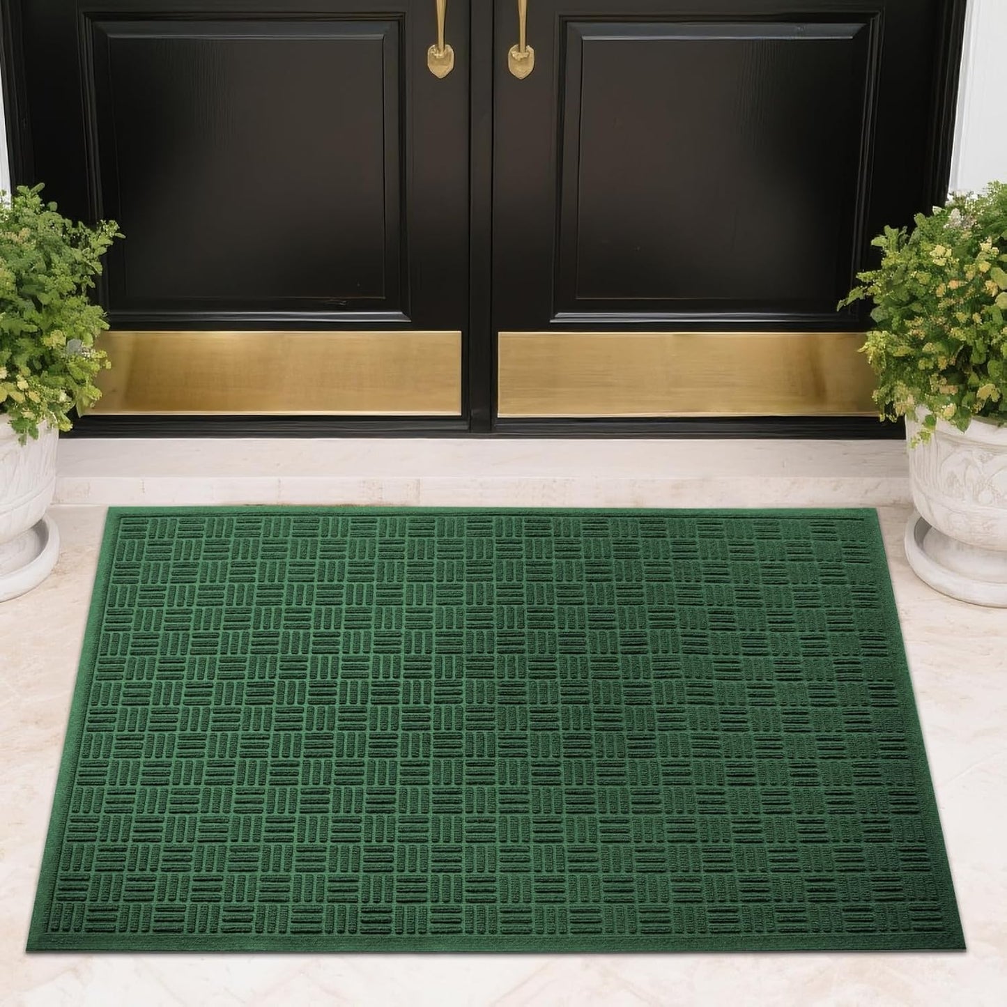 Mibao Front Door Mat, Heavy Duty Durable Welcome Mat for Outdoor Indoor, Dirt Trapper Waterproof Super Absorbent Door Mat for Entryway Outside Patio Porch, 29.5" x 17", Grey
