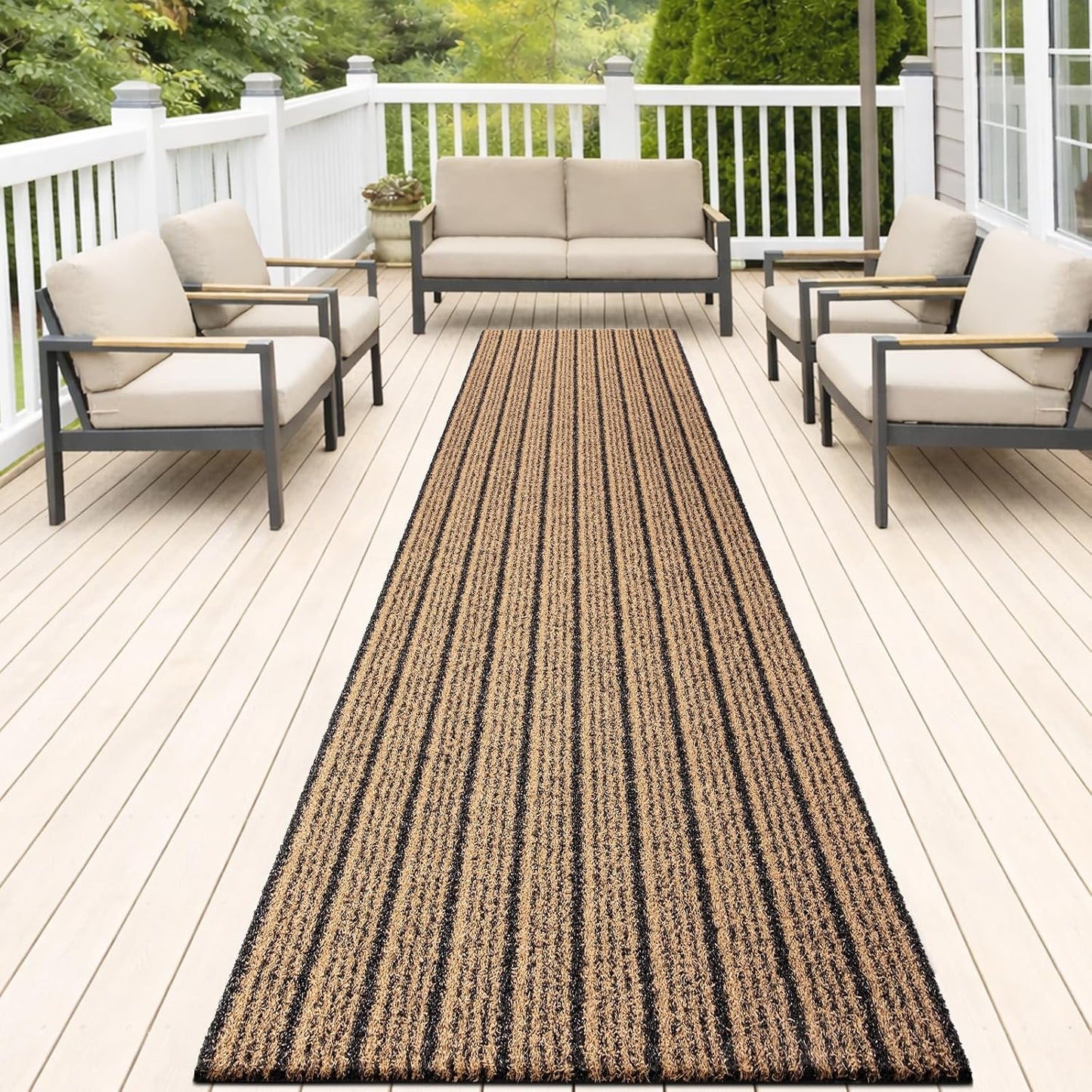 Outdoor Front Door Mat 32" x 48", Dirt Trapping Outside Entrance Rug, Non Slip Shoe Scraper, Heavy Duty Commercial Rug for Patio, Garage, Traffic Area, Office, Roll Packing