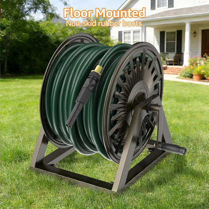 GOFORWILD Garden Wall Mount Hose Reel, Decorative Hose Reel, Garden Heavy-Duty Water Hose Holder Winder, Holds 200-Feet of 5/8-Inch Hose