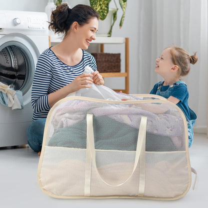 Collapsible Laundry Baskets with 3 Compartment, 150L Tear-proof Pop Up Hamper, Foldable Laundry Basket with Tote Handles, Dirty Clothes Hamper for Laundry, Bedroom, Bathroom, Dorm Grey