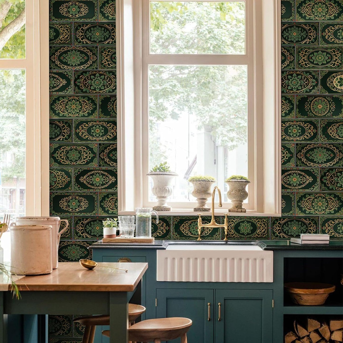 VICCI 32Pcs Tile Decals - Peel and Stick Kitchen Backsplash - Decorative Wall Tiles Stickers 8" x 4" Self-Adhesive Waterproof Removable for Bathroom Cabinets Home DIY Projects Decor