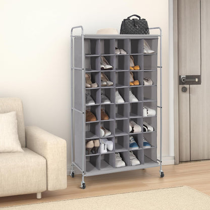 STORAGE MANIAC Stackable Shoe Cubby Organizer, Free Standing Shoe Cube Rack for Entryway, Bedroom, Apartment, Closet, 20-Cube Gray