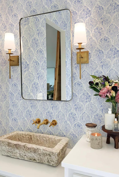 Simon&Siff Blue Peel and Stick Wallpaper, 17.3" x 120" Modern Geometric Contact Paper Boho Removable Renter Friendly Wall Paper for Cabinets Furniture Bedroom Nursery Bathroom DIY Decor