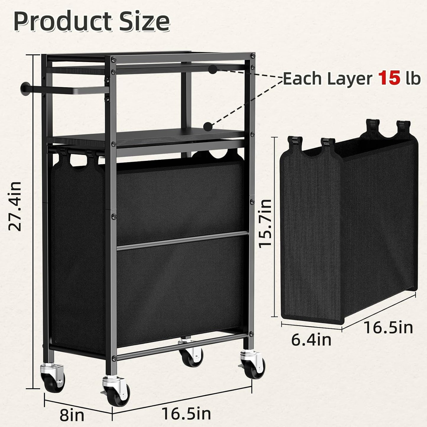 Toilet Paper Holder with Storage Bag & Wheels - Freestanding Bathroom Organizer Holds 9 Rolls for Small Spaces, Essentials Storage Beside Toilet-Brown