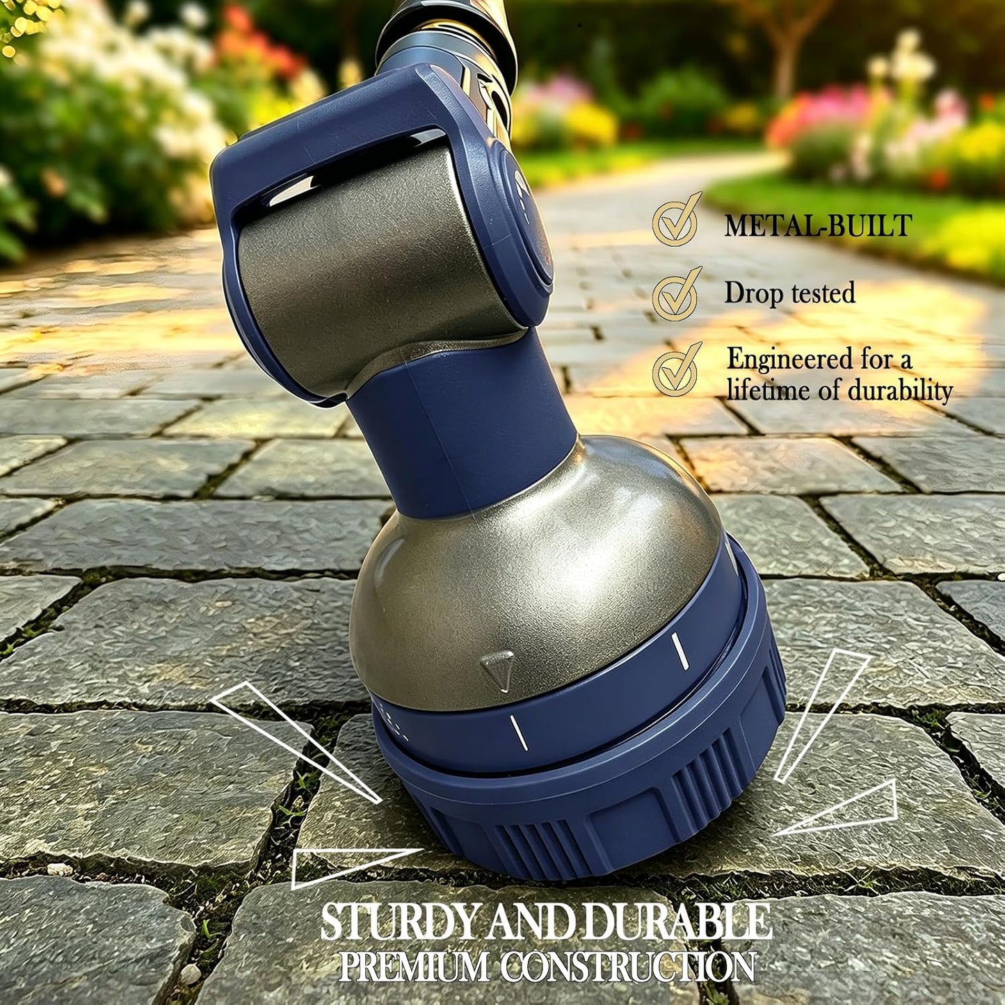 Garden Hose Nozzle Heavy Duty Metal Water Hose Sprayer | Heavy Duty Metal Spray Nozzle With Thumb Control. Japanese-style Design & 8 Spray Patterns For Different Blooming Seasons