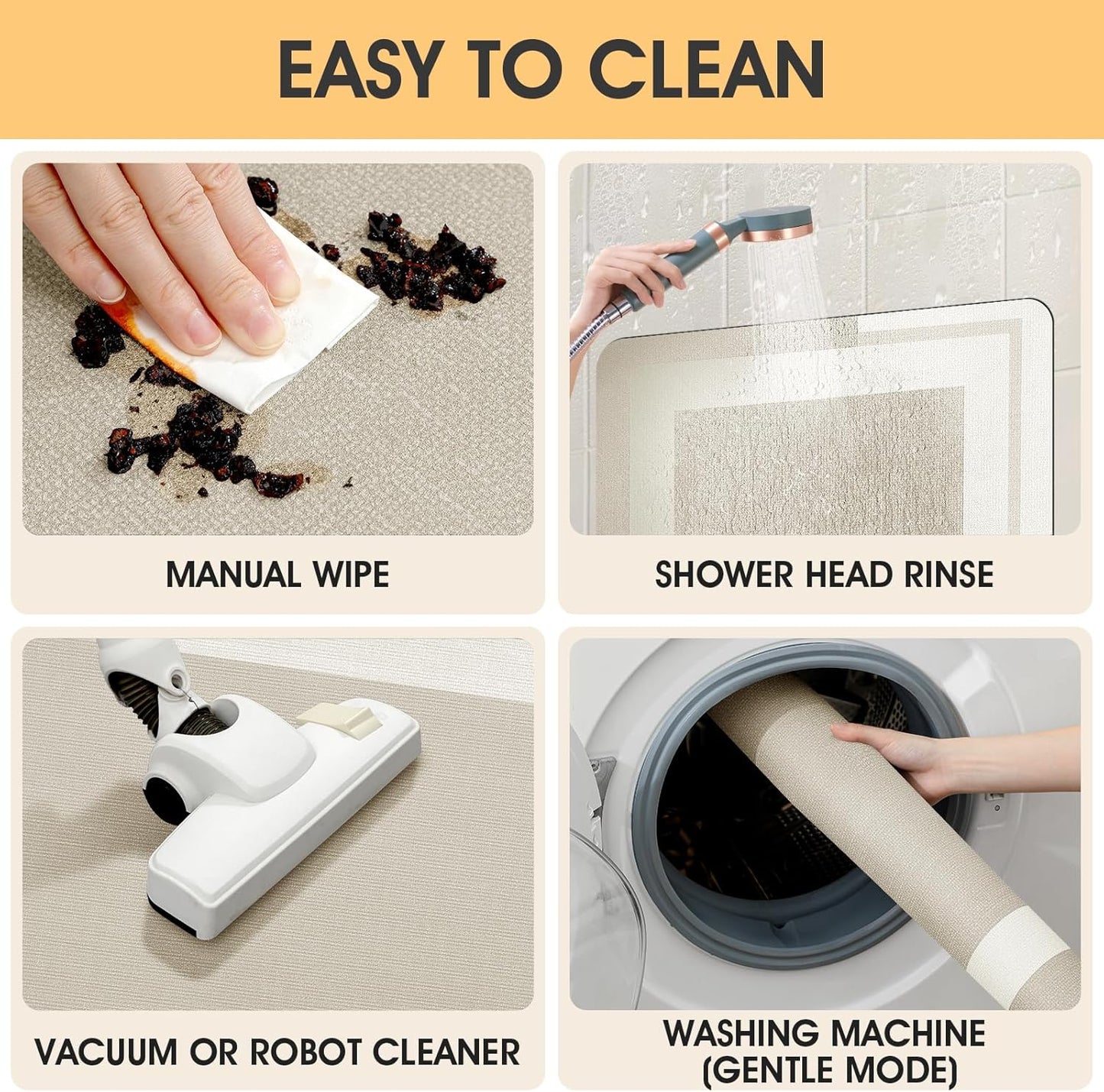 ACCUMTEK Non Slip Bath Mat, Thin Bathroom Rugs Fit Under Door, Quick Dry Bath Mats, Machine Washable Bath Rugs for Bathroom, Bathtub & Kitchen, Grey/Bordered/24 x17