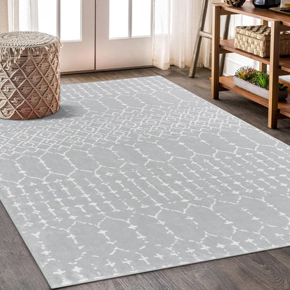 Lahome Moroccan Entry Rug 2x3, Non-Slip Washable Front Indoor Door Mat Rubber Backing Low-Profile Door Rugs, Small Geometric Print Distressed for Entryway Bathroom Kitchen, Black Hana