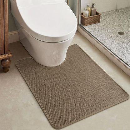 MontVoo Bath Mat Rug-Ultra Thin Non Slip Bath Mats for Bathroom Mat Quick Dry, Rubber Backing Washable Bathroom Rugs Fit Under Door, Absorbent Bath Rugs for Floor,17"x24",Khaki